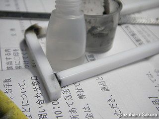 タミヤ ハイラックス・ハイリフト製作記 ～ 荷台の鳥居の製作 ～ プラ棒をプラリペアで接合